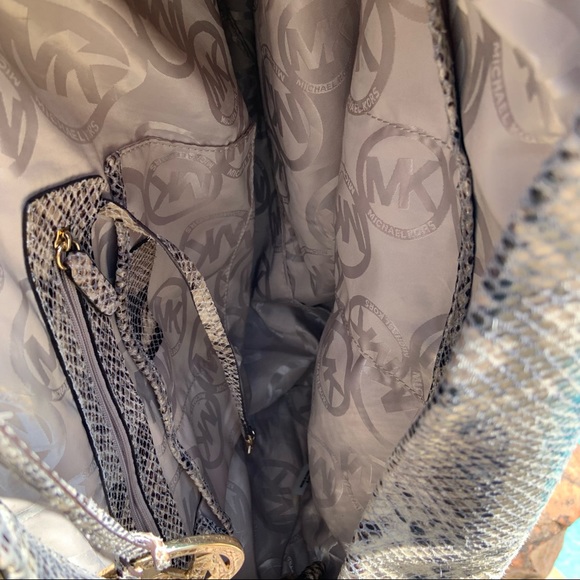 XL Michael Kors python snake skin leather chain-link shoulder bag stunning!!! - Picture 10 of 12